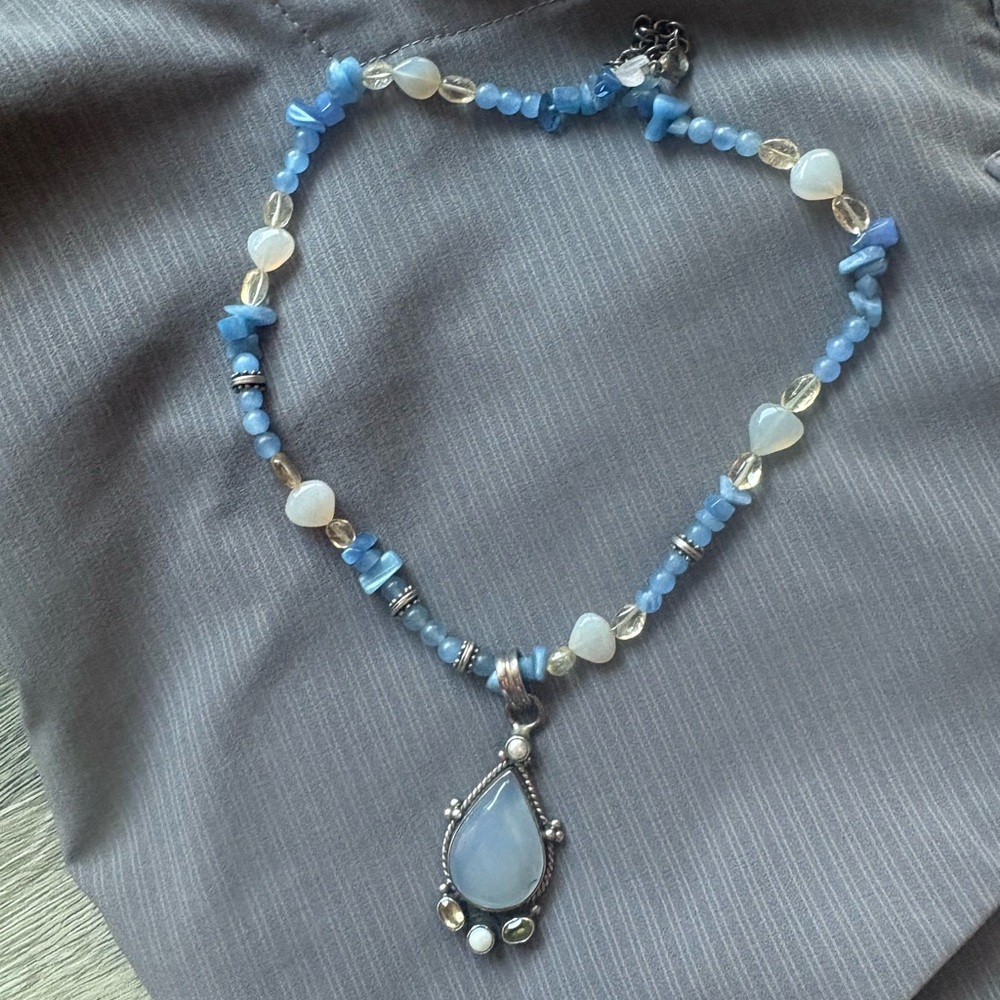 Elegant Blue and Silver Beaded Necklace